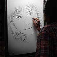 Photo effect - Drawing in the night
