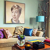Photo effect - Room design with a blue lamps
