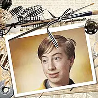 Photo effect - Scissors, thread and photo