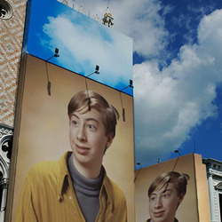 Photo effect - Ads under the blue sky