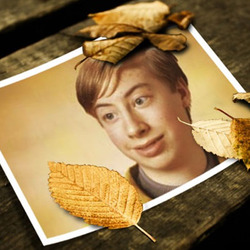 Photo effect - Autumnal leaves on the table