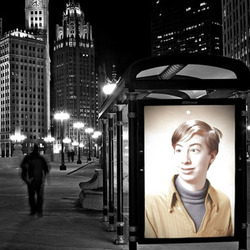 Photo effect - Loneliness on the bus stop