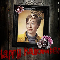 Photo effect - Halloween wooden photo frame