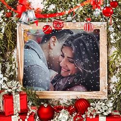 Photo effect - New Year red decorations