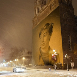Photo effect - Snowy winter came to the city
