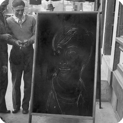 Photo effect - Drawn in chalk on a blackboard