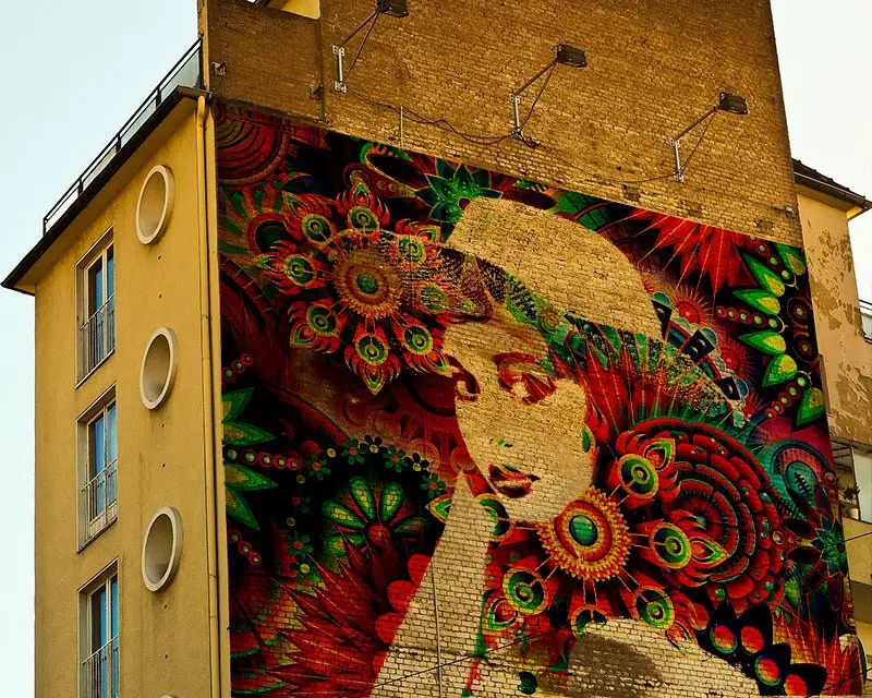 Photo effect - Bright graffiti on the building