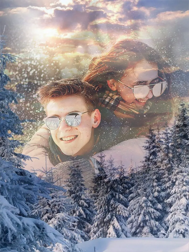 Photo effect - Dissolved in winter forest