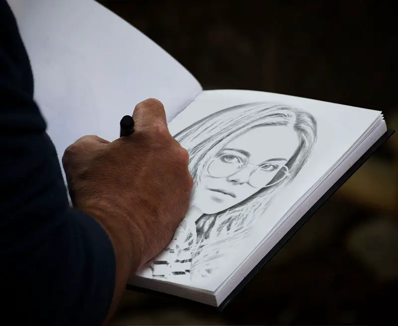 Photo effect - Drawing in notebook