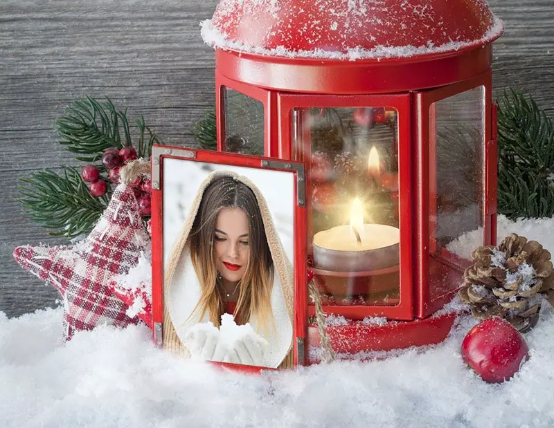 Photo effect - Frame near Christmas candle