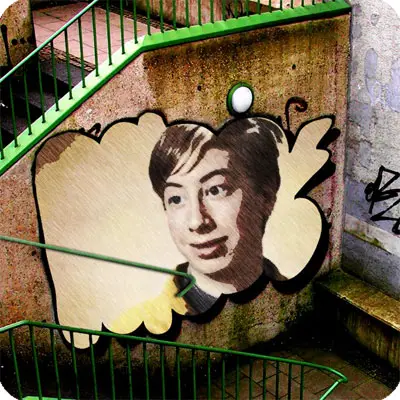 Photo effect - Bright graffiti on the wall