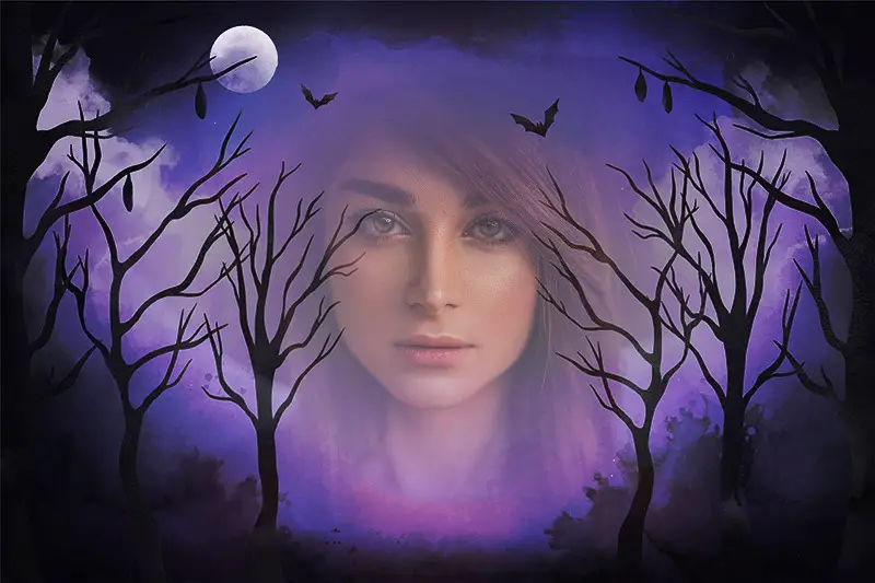 Photo effect - Halloween dark forest