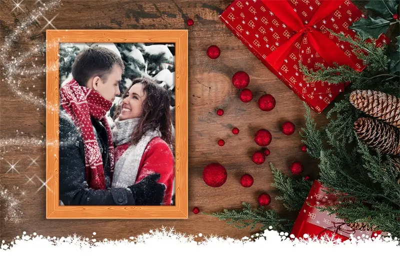 Photo effect - Merry Christmas. Gift boxes