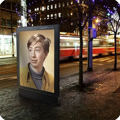 Photo effect - Night tram in the night city