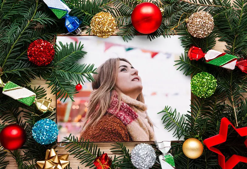Photo effect - Photo among New Year decorations