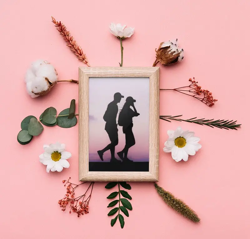 Photo effect - Photo frame on the pink wall
