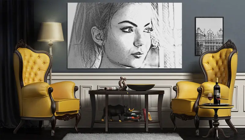 Photo effect - Picture on the wall of the living room
