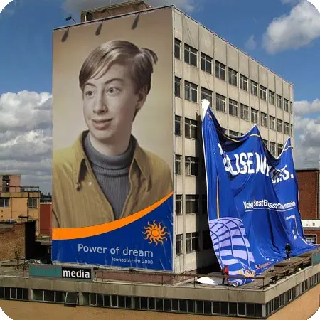 Photo effect - Huge poster on the building
