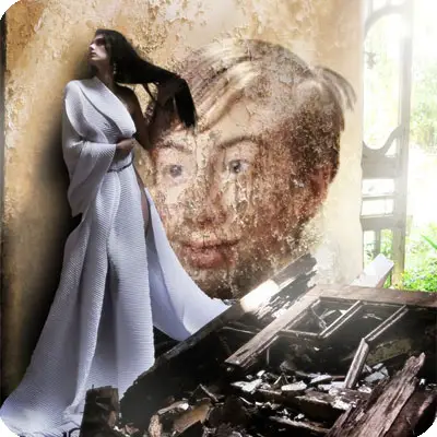 Photo effect - Mysterious girl in the ruins