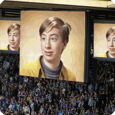 Photo effect - On the screens of the stadium