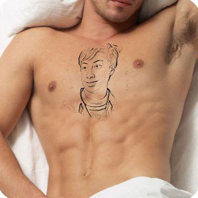 Photo effect - Tattoo on the man's chest